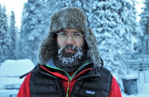 beard man in the snow